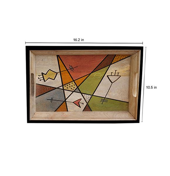 Buy in Bulk Wholesale Medium Serving Tray - Uptown Hand-Painted in Bright Colors - Wood - Kitchen Accessories from India