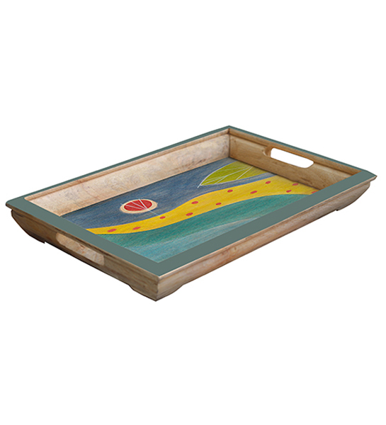 Buy in Bulk Wholesale Medium Serving Tray - Hand-Painted in Bright Colors - Wood - Kitchen Accessories from India