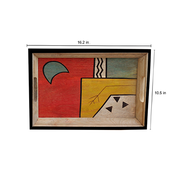 Buy in Bulk Wholesale Medium Serving Tray - Shades of Nature Hand-Painted in Bright Colors - Wood - Kitchen Accessories from India
