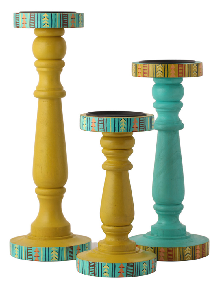 Hand-painted Summer Aztec Candle Holder - Buy in Bulk Wholesale