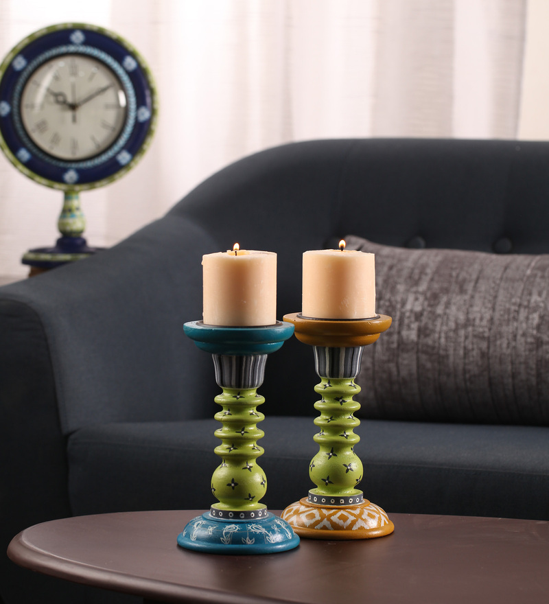 Hand-painted Classic Floral Ikat Candle Holder - Buy in Bulk Wholesale