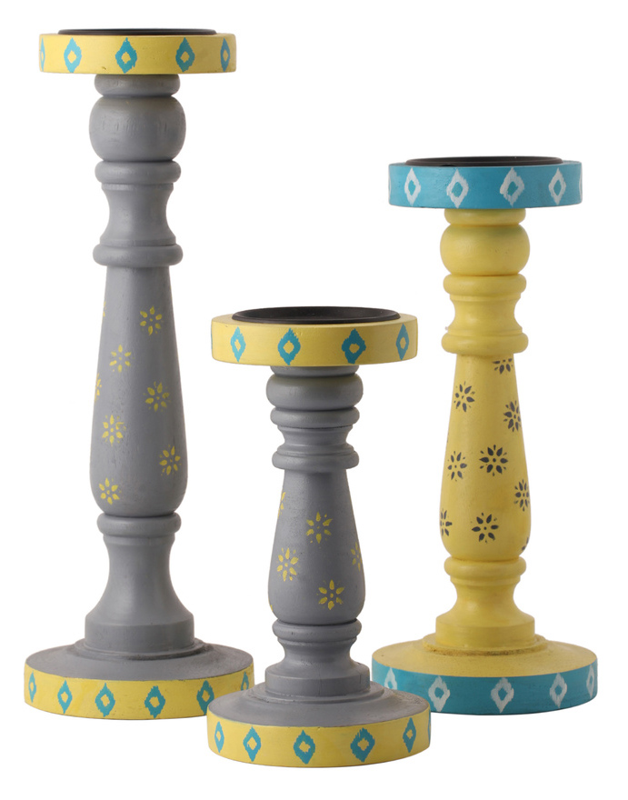 Hand-painted Spring Floral Ikat Candle Holder - Buy in Bulk Wholesale