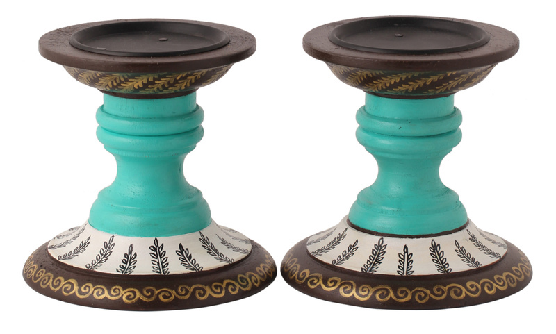 Buy in Bulk Wholesale Pillar Candle Holder/Stand Decorative Tealight Holder Hand-painted in Mughal Delight