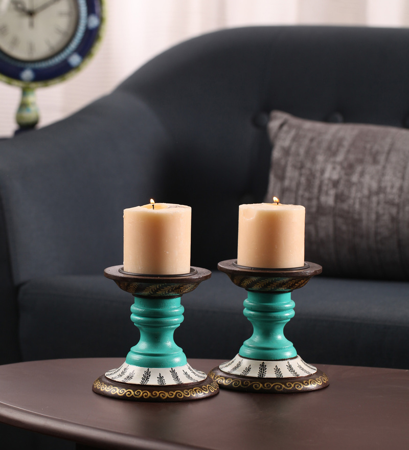 Buy in Bulk Wholesale Pillar Candle Holder/Stand Decorative Tealight Holder Hand-painted in Mughal Delight