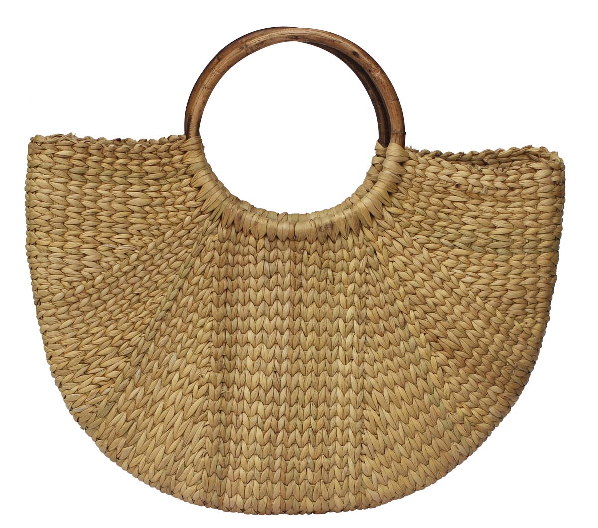 Wholesale 14” Water-Reed Bag in Bulk - Source Hand-Woven Reusable Carry Bags/Shopping Bag with Wooden Twin Handles - Eco-Friendly Handbags from India