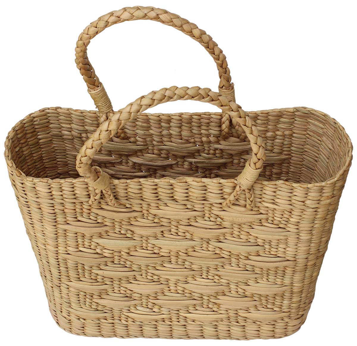 Reusable 15” Water-Reed Bag in Bulk - Wholesale Handmade Eco-Friendly Reusable Carry Bags/Shopping Bag with Braided Twin Handles from India