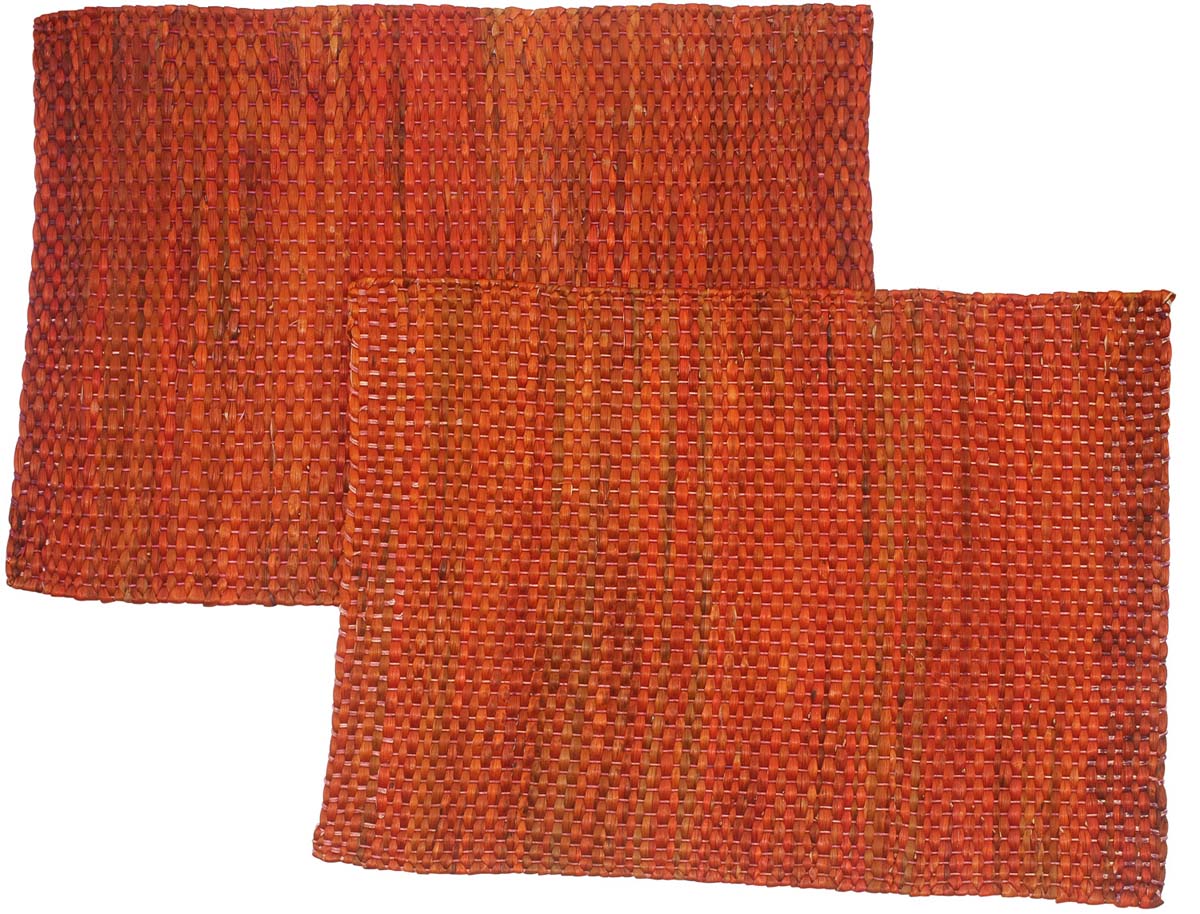 Bulk Wholesale Set of 2 Placemats/Table-Mat in Water Reed - 19.7” Hand-Woven Rust Color Mats for Dining Tables - Rustic-Look Dining/Home Accessories from India
