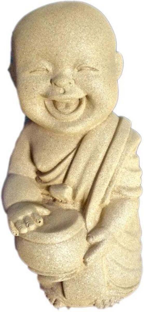 Bulk Buy Baby Monk Figurine - Wholesale 11.4” Hand-Casted Fiber Ivory Colored Baby Monk Figurine/Statue - Unique Good Luck Charms Wood Sculpture - Home & Office Decor