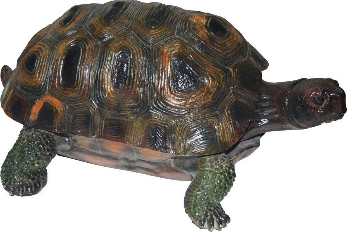 Buy Bulk Wholesale 16.9” Fiber Tortoise Figurine - Antique Look Tribal Art Turtle Sculpture in Shades of Black & Olive-Green - Feng Shui Items & Good Luck Charms from India