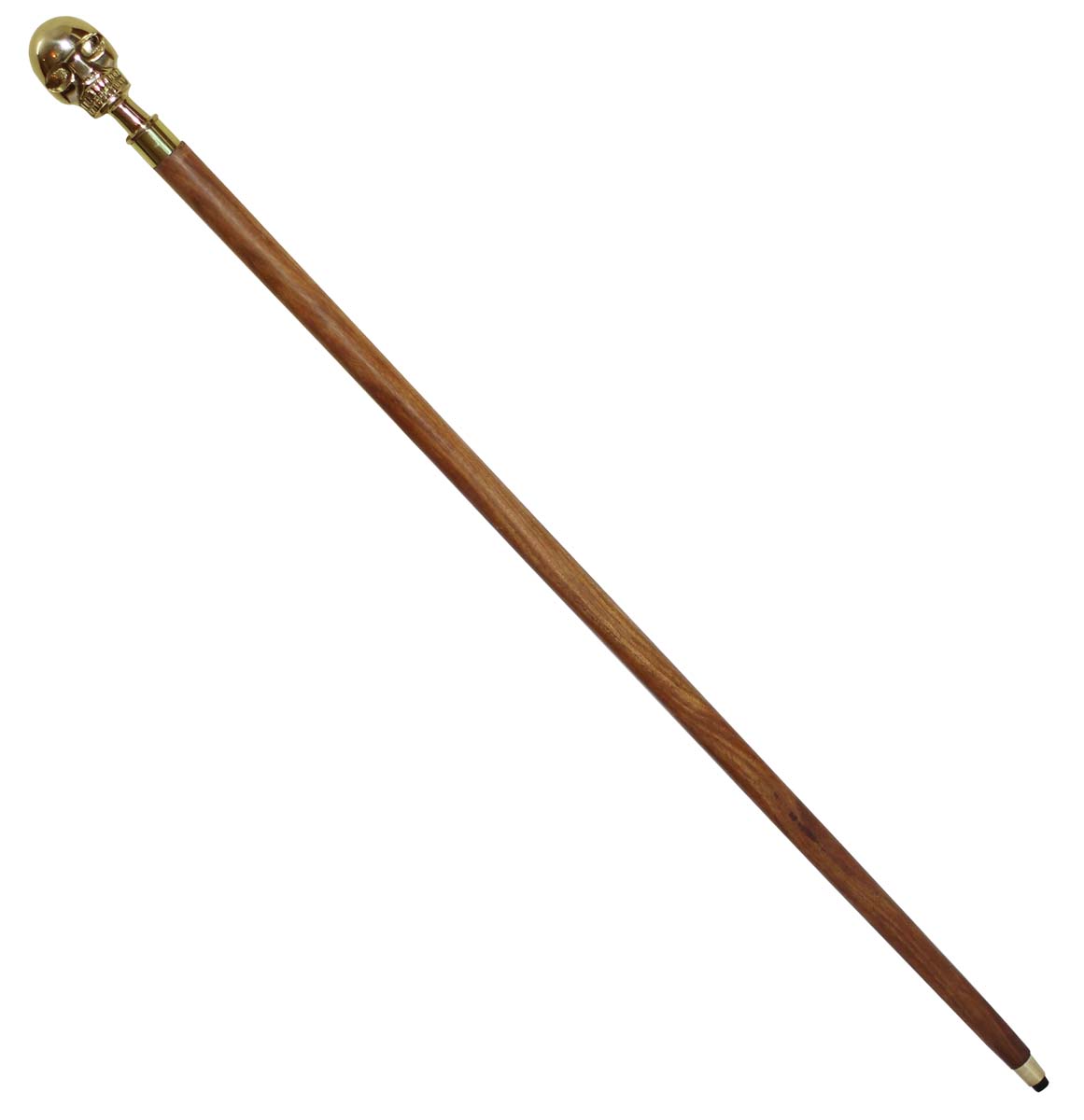 Bulk Buy Brown Walking Stick/Cane - Wholesale Handmade Indian Wood Wooden Walking Cane with Skeleton Head Design Brass Handle - Fashion Accessories from India