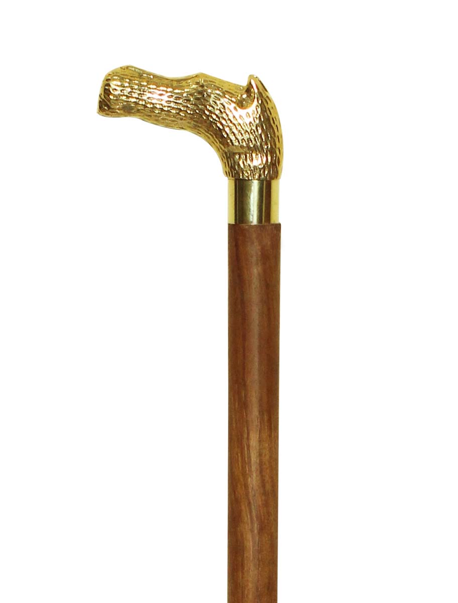Bulk Buy Brown Walking Stick/Cane - Wholesale Handmade Indian Wood Wooden Derby Walking Cane with Metal Handle - Floral Patterns & Finished in Golden Color - Fashion Accessories from India