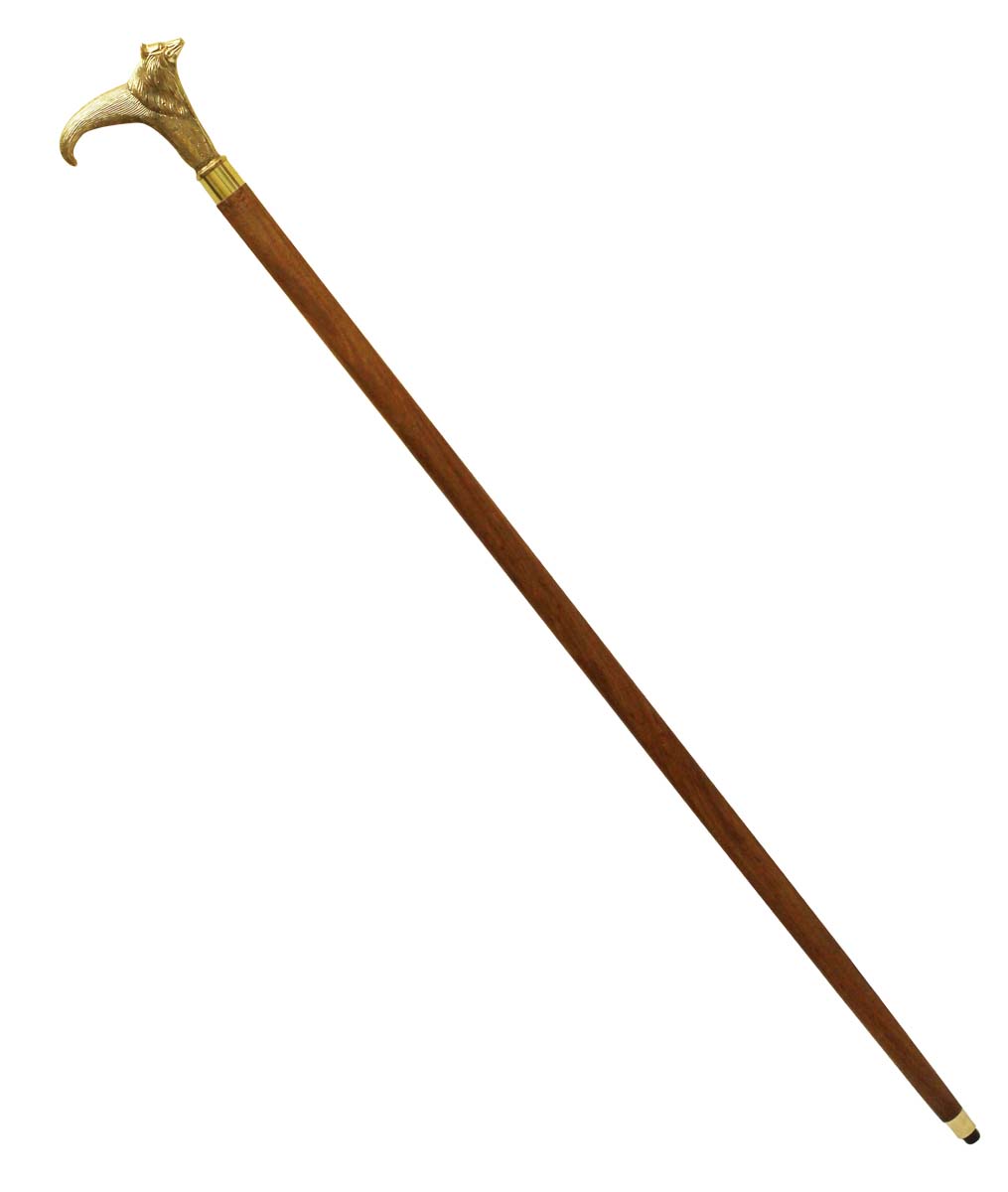 Bulk Buy Brown Walking Stick/Cane - Wholesale Handmade Indian Wood Wooden Derby Walking Cane with Bear Design Metal Handle - Fashion Accessories from India