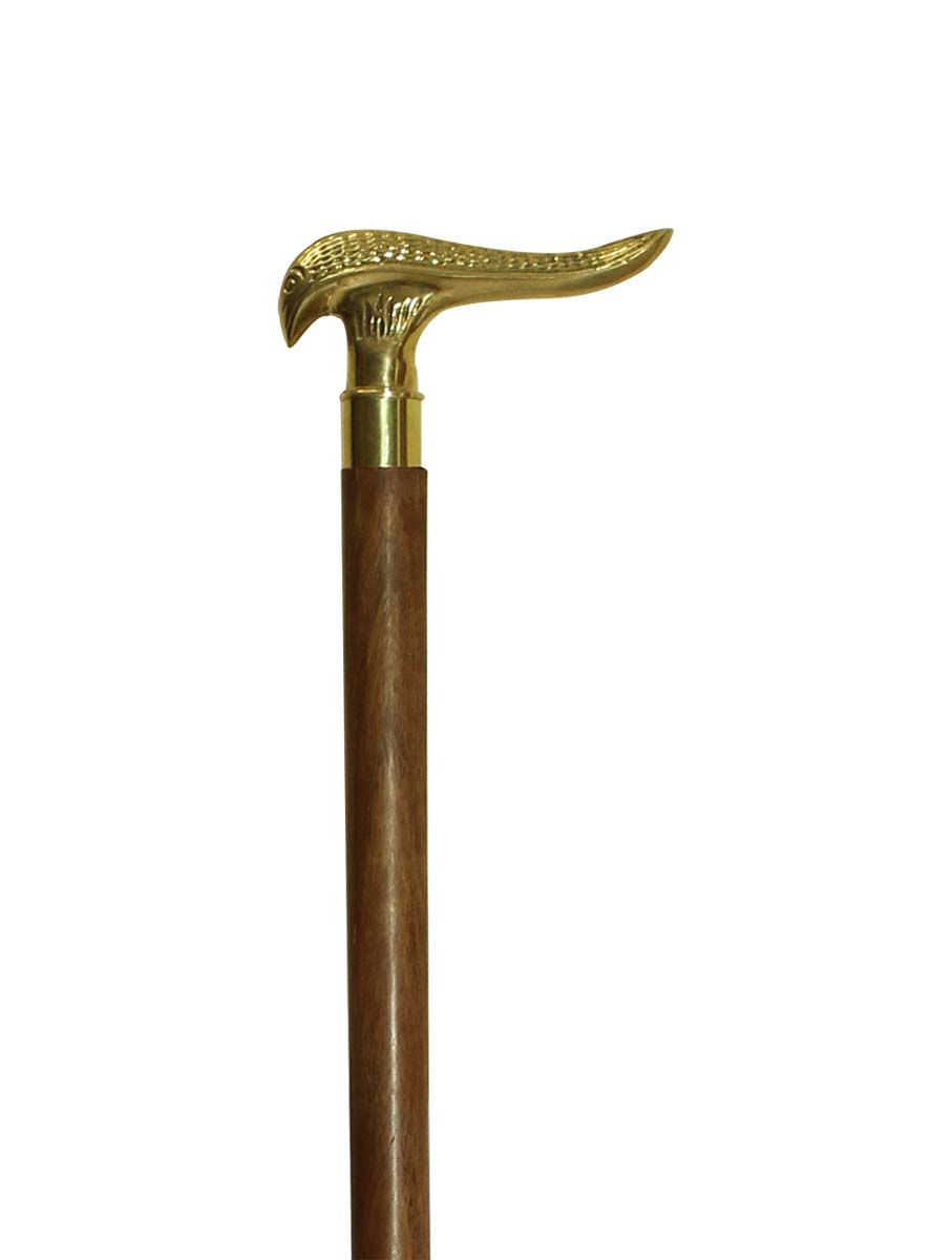 Bulk Buy 35” Walking Stick/Cane - Wholesale Handmade Wood Fashion Walking Stick with Fish Design Metal Handle in Golden Color Finish from India