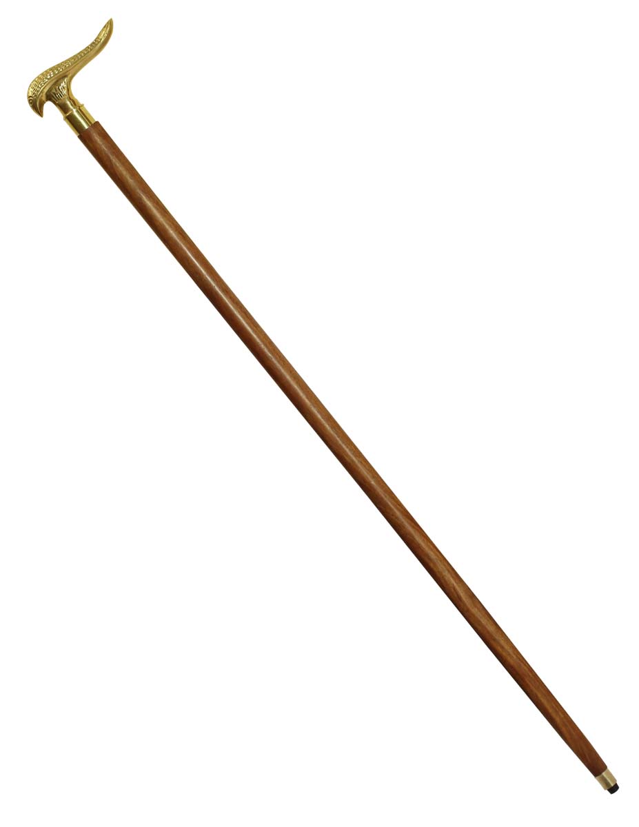 Bulk Buy 35” Walking Stick/Cane - Wholesale Handmade Wood Fashion Walking Stick with Fish Design Metal Handle in Golden Color Finish from India