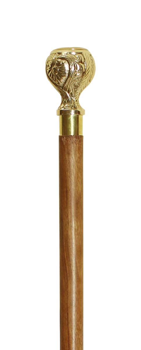 Wholesale 35.5” Walking Stick/Cane in Bulk - Source Handmade Wood Fashion Walking Stick with Heart-Shaped Patterns & Decorative Round Dial Watch Metal Handle in Golden Color Finish from India