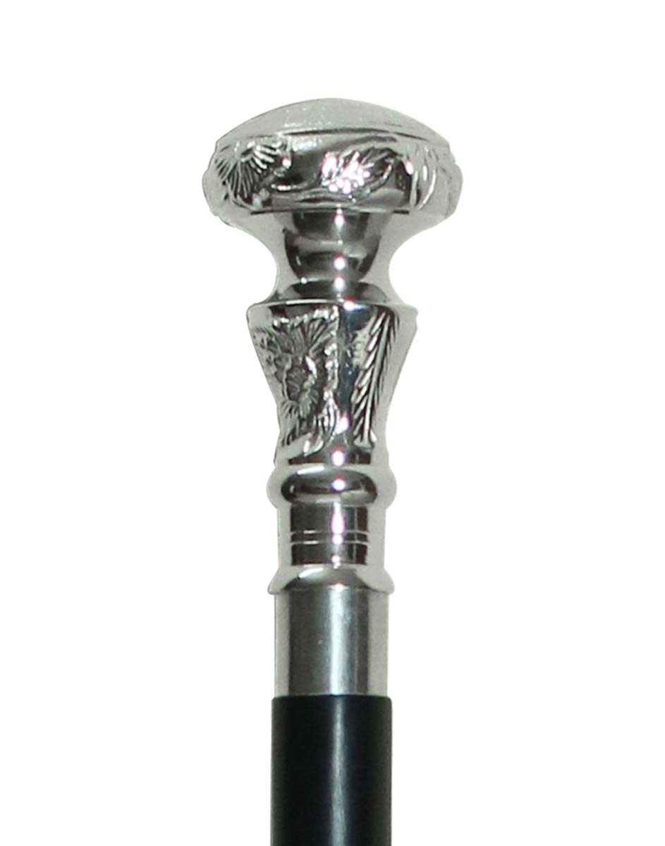 Bulk Buy 36.6” Walking Stick/Cane - Wholesale Handmade Wood Fashion Black Color Walking Stick Adorned with a Detachable Capstick Handle in Metal with Floral Motifs & Finished in Silver Color from India