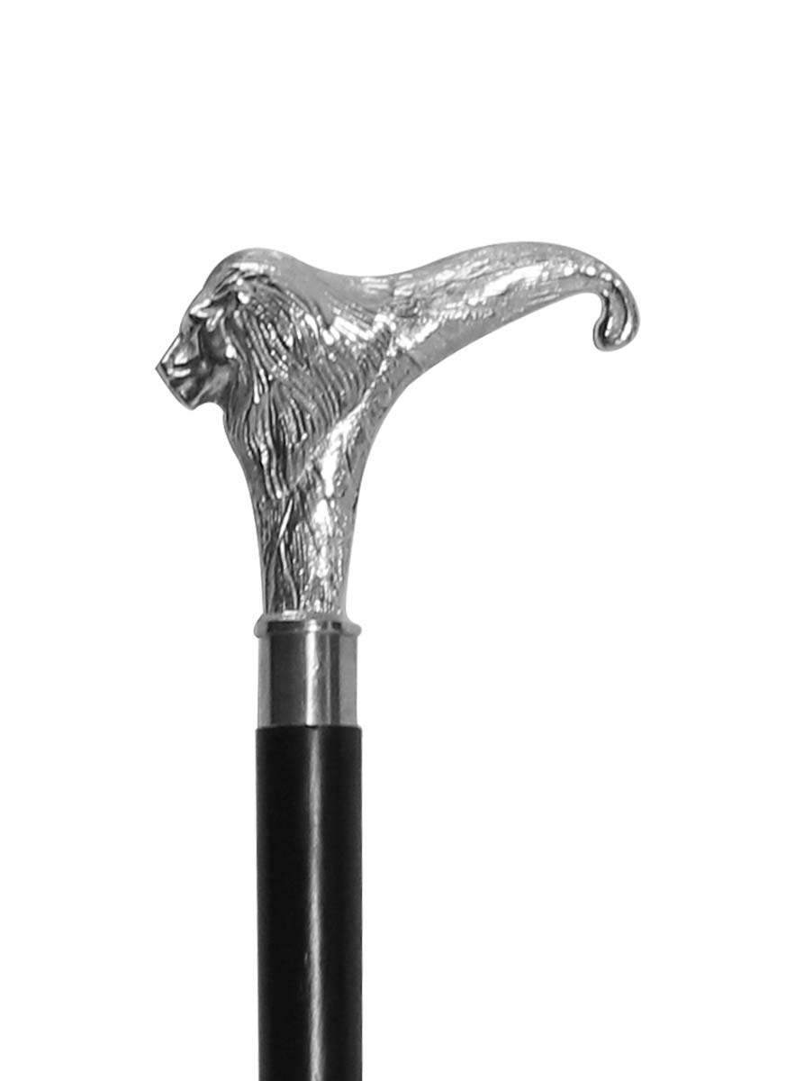 Bulk Buy 36.5” Walking Stick/Cane - Wholesale Handmade Wood Fashion Black Color Walking Stick with a Detachable Metal Handle in Lion Design & Finished in Silver Color from India