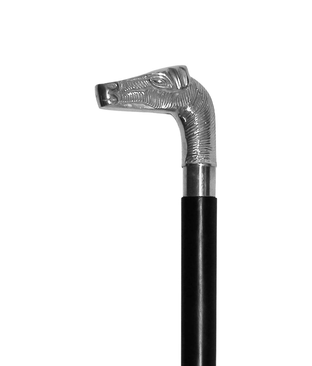 Wholesale 36” Walking Stick/Cane in Bulk - Source Handmade Wood Fashion Black Color Walking Stick Decorated with a Detachable Metal Handle in Zebra Head Design & Finished in Silver Color from India