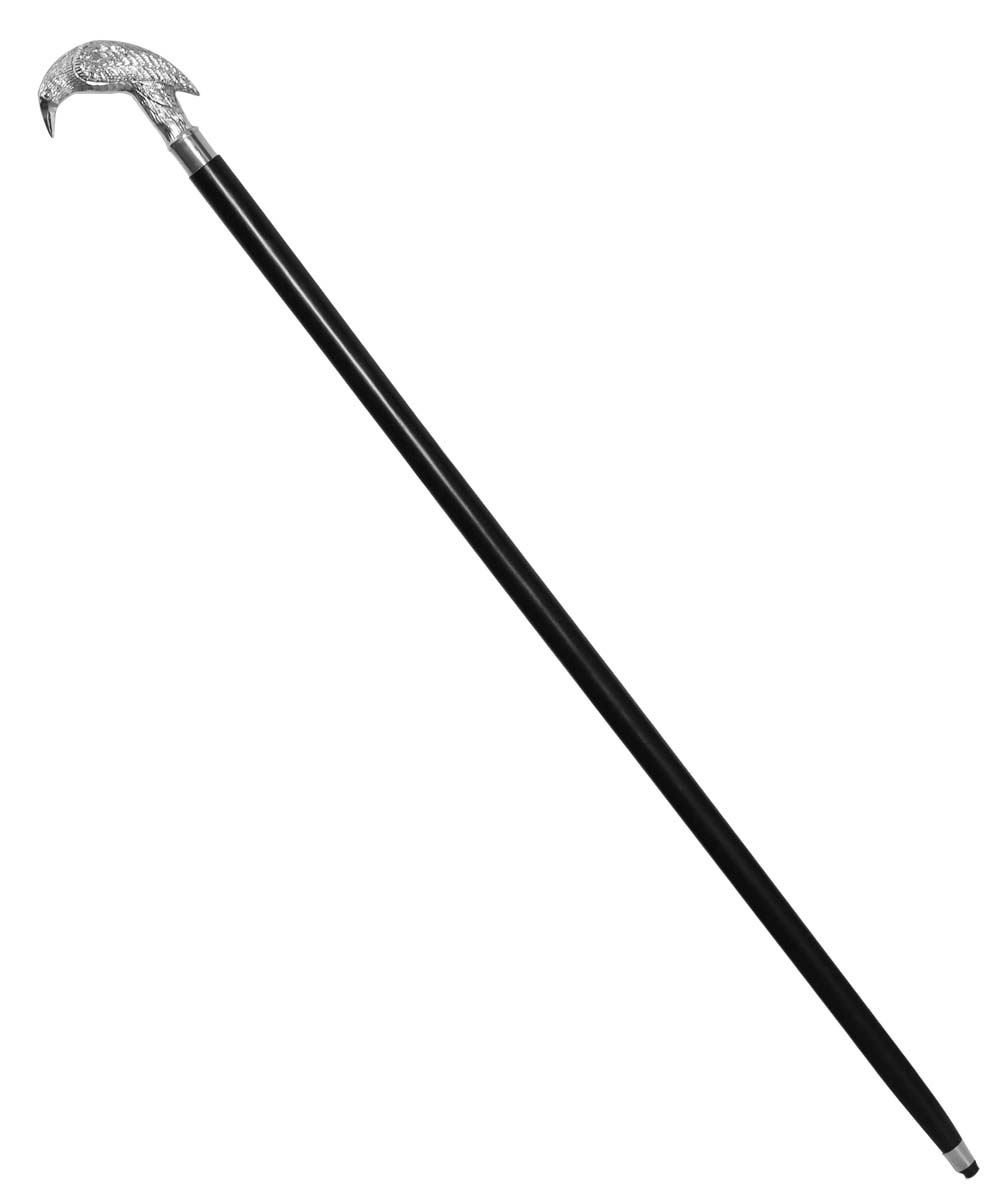 Handmade 36.5” Walking Stick/Cane in Bulk - Wholesale Wood Fashion Black Color Walking Stick with a Detachable Metal Handle in Raven Design & Finished in Silver Color from India
