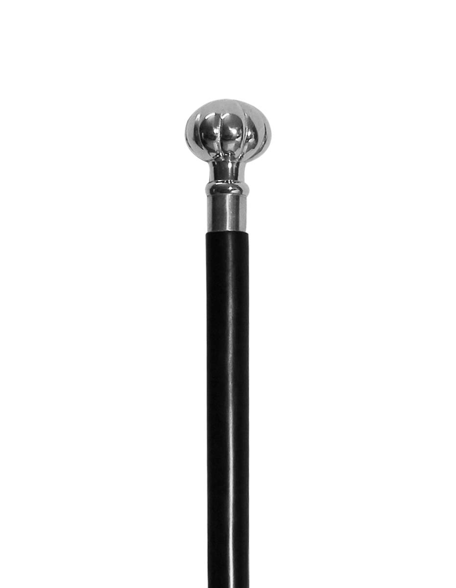 Bulk Buy Walking Stick/Cane - Wholesale Handmade 35.5” Wood Fashion Black Color Walking Stick Decorated with a Detachable Metal Handle in Pumpkin Design & Finished in Silver Color from India