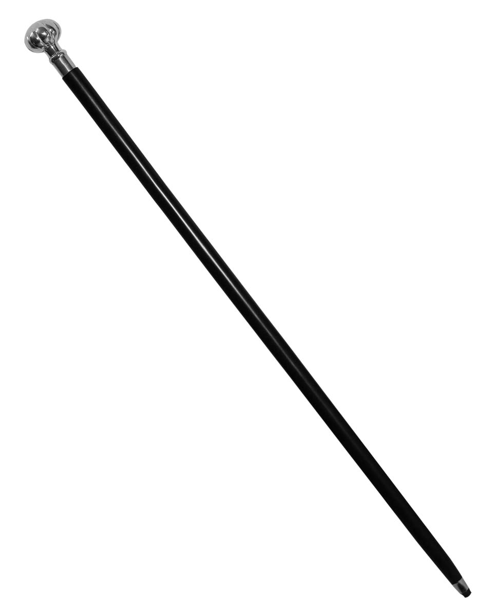 Bulk Buy Walking Stick/Cane - Wholesale Handmade 35.5” Wood Fashion Black Color Walking Stick Decorated with a Detachable Metal Handle in Pumpkin Design & Finished in Silver Color from India
