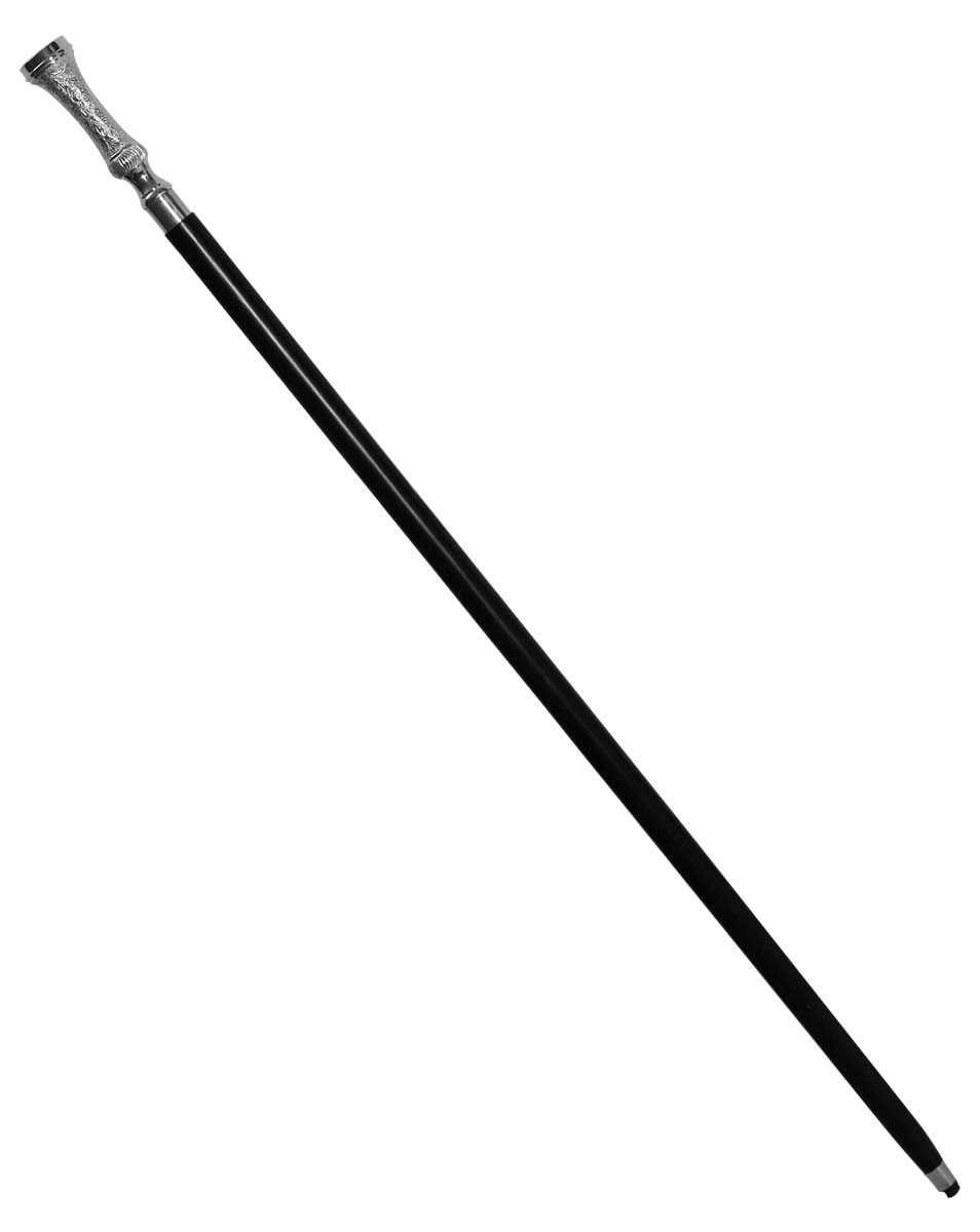 Wholesale 38” Walking Stick/Cane in Bulk - Source Handmade Wood Fashion Black Color Walking Stick Decorated with a Detachable Capstick Handle in Metal with Leafy Motifs & Finished in Silver Color from India