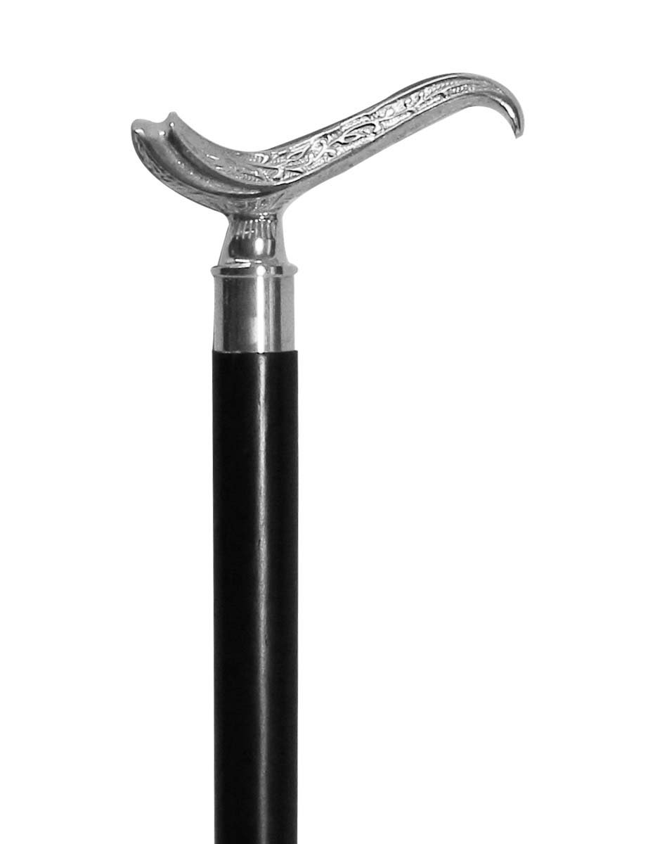 Handmade 35” Walking Stick/Cane in Bulk - Wholesale Wood Fashion Black Color Walking Stick with a Decorated with a Detachable Metal Handle in Eel Design & Finished in Silver Color from India