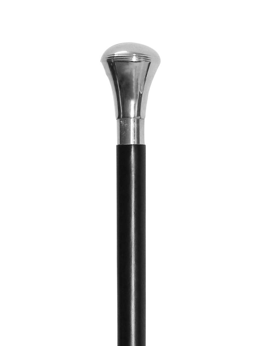 Wholesale 35.4” Walking Stick/Cane in Bulk - Source Handmade Wood Fashion Black Color Walking Stick Decorated with a Detachable Knob-Shaped Handle in Metal & Finished in Silver Color from India