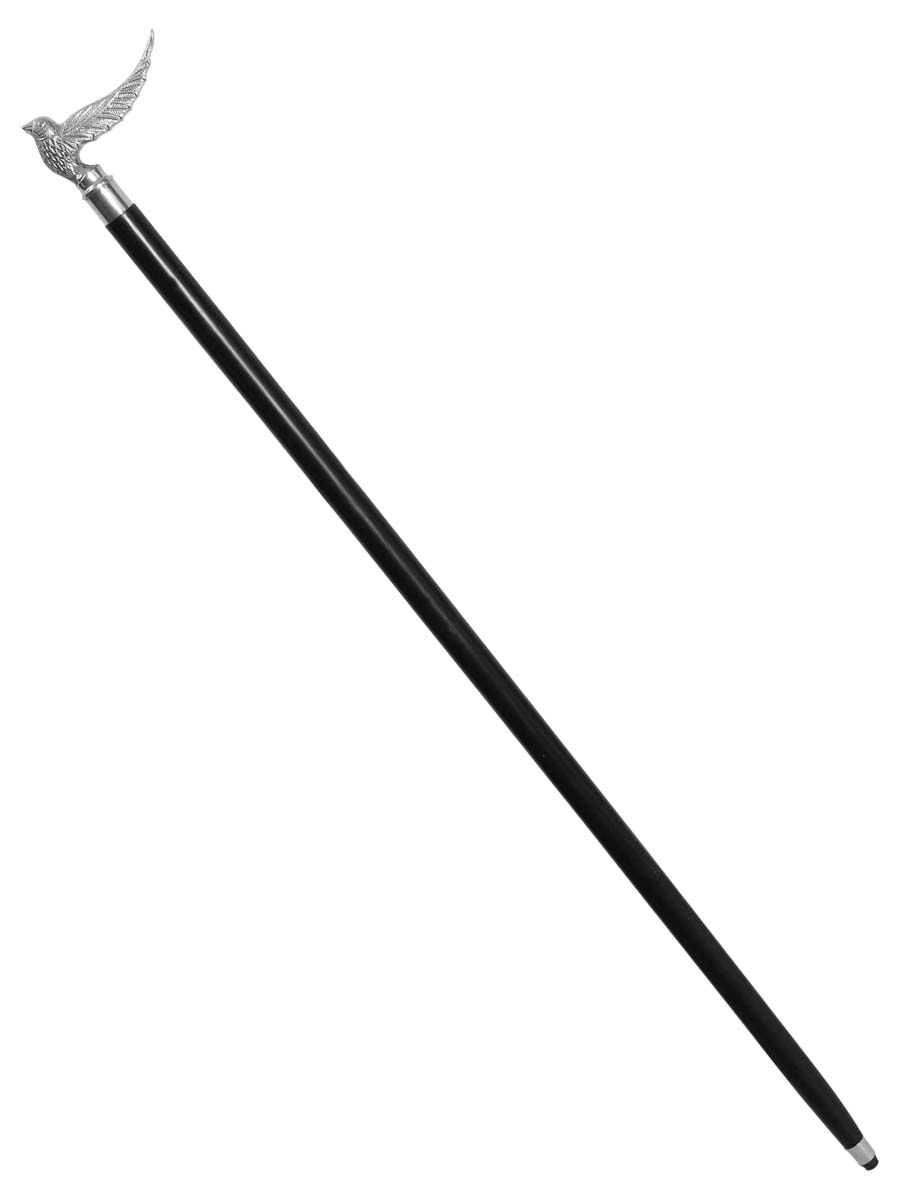 Wholesale 35.5” Walking Stick/Cane in Bulk - Source Handmade Wood Fashion Walking Stick with a Detachable Metal Handle in Design of a Bird Fluttering its Wings with Silver Color Finish