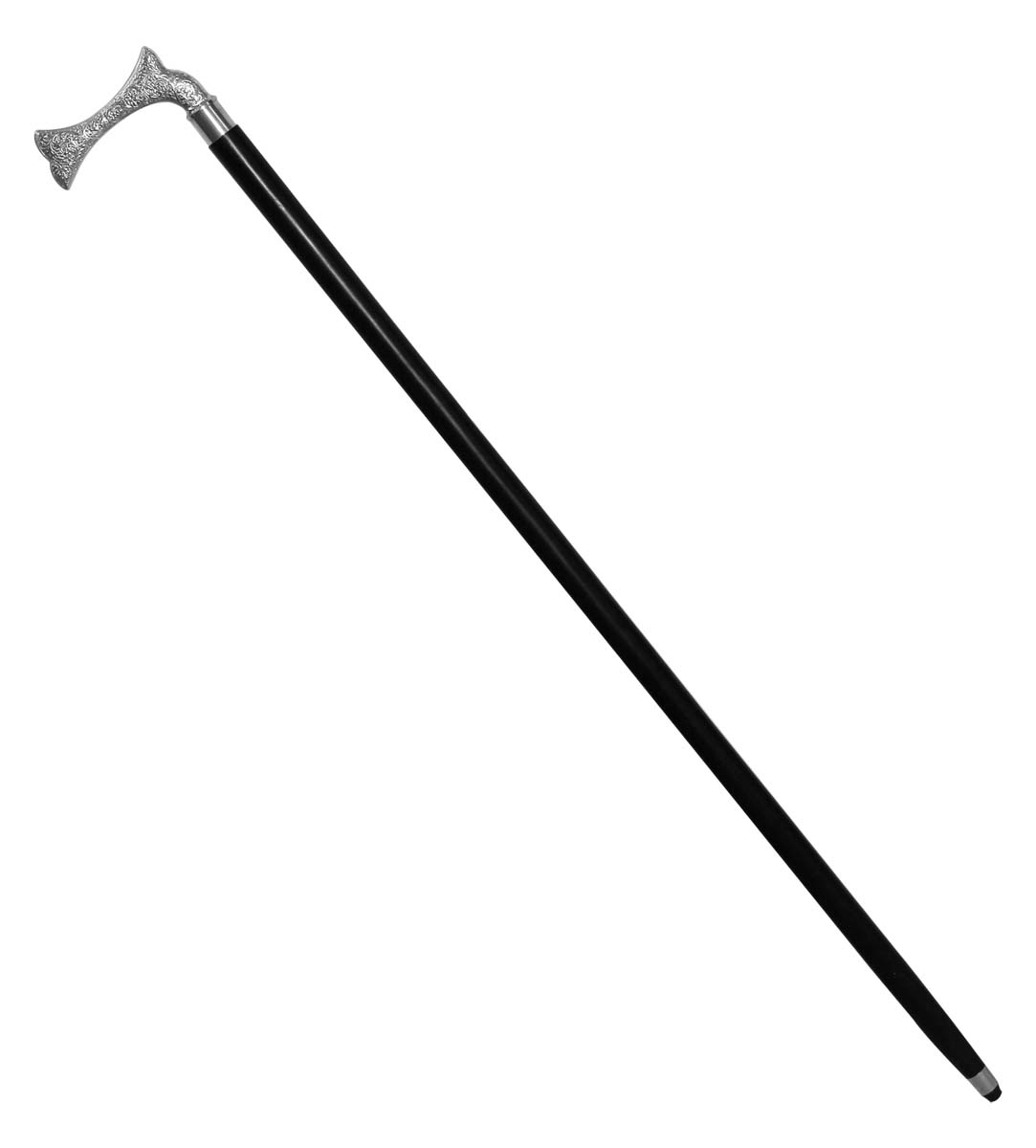 Handmade 35.1” Walking Stick/Cane in Bulk - Wholesale Wood Fashion Black Color Walking Stick Adorned with a Detachable Metal Handle in Unique Shape with Floral Motifs & Finished in Silver Color from India