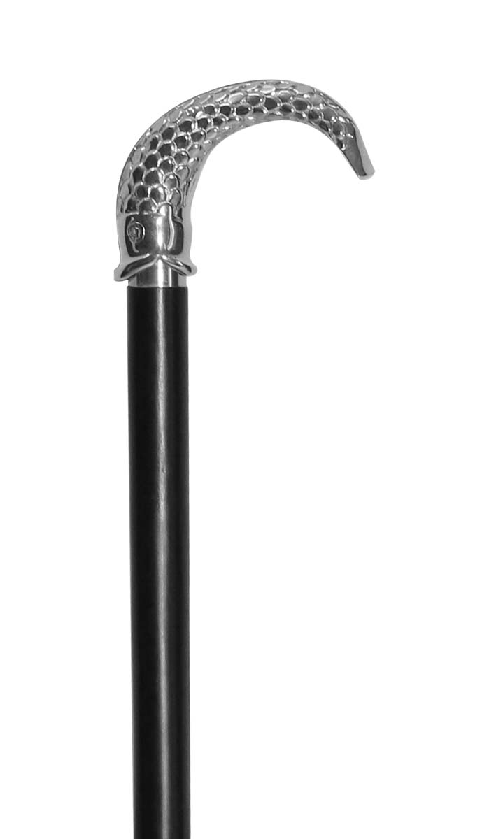 Bulk Buy 36” Walking Stick/Cane - Wholesale Handmade Wood Fashion Black Color Walking Stick Adorned with a Detachable Metal Handle in Fish Design with Silver Color Finish from India