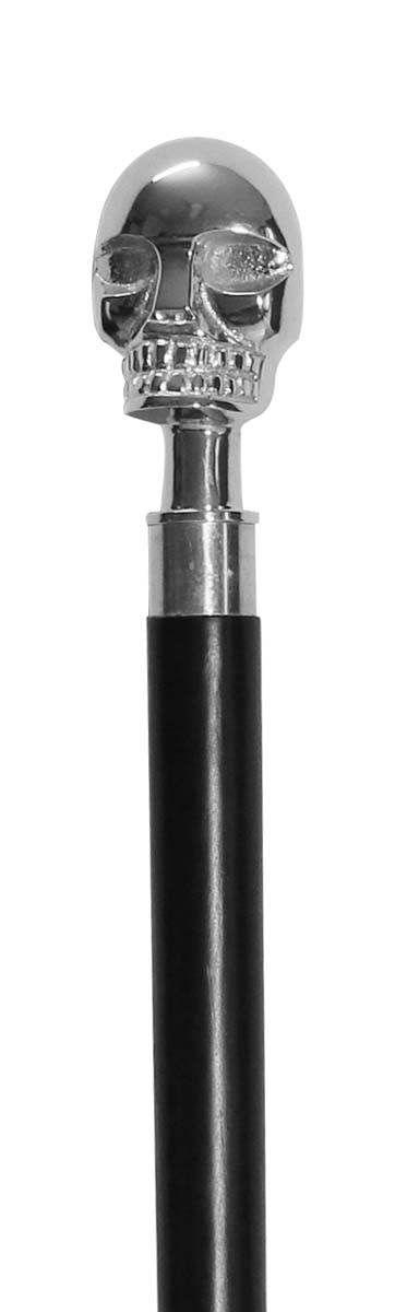 Wholesale & Decorations 36.5” Walking Stick/Cane - Wood Fashion Black Color Walking Stick Adorned with a Detachable Metal Handle in Skeleton Head Design with Silver Color Finish Color from India