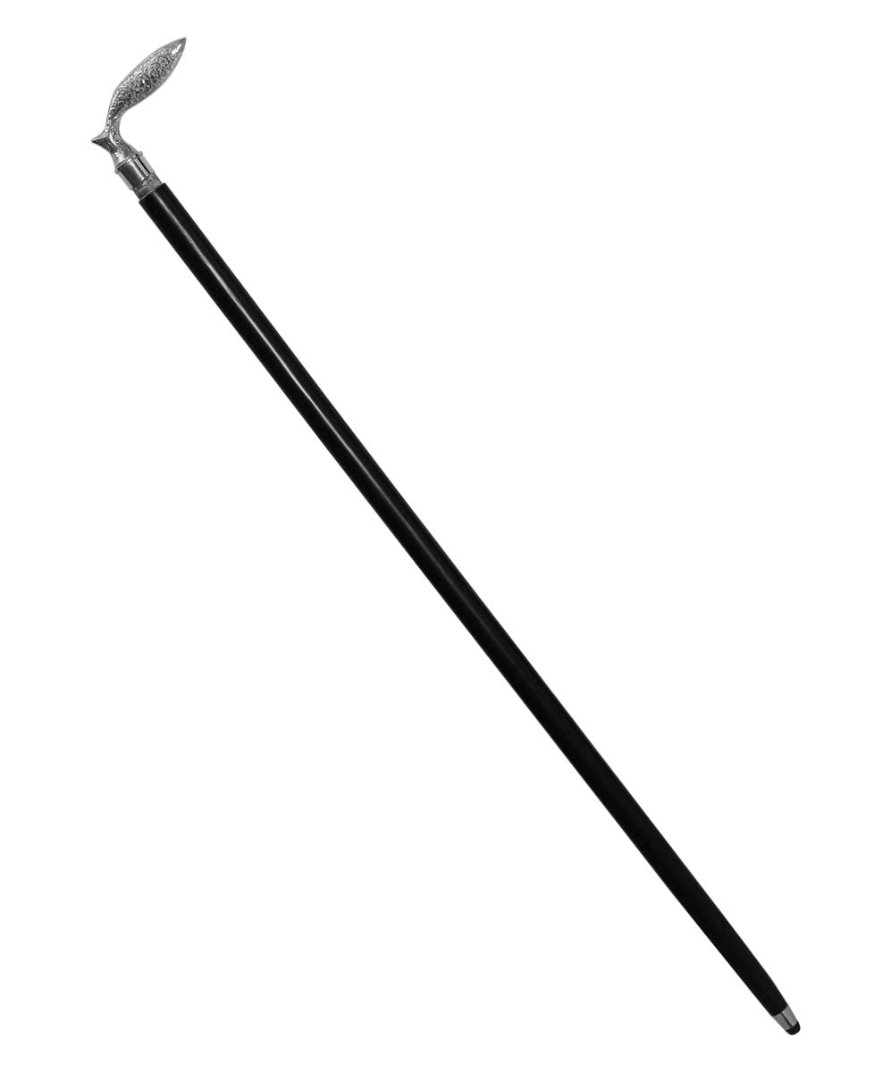Black Color 35.4” Walking Stick/Cane in Bulk - Wholesale Wooden Fashion Walking Stick Adorned with a Detachable Metal Handle in Unique Shape with Floral Motifs & Finished in Silver Color from India