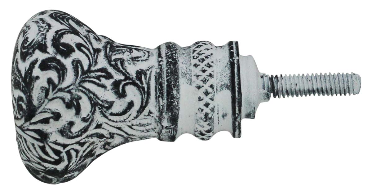 Bulk Wholesale Antique-Look Knob-Shaped Handle in Black & White Color for ArtistryBazaar Walking Stick – Handmade in Metal & Designed with Floral Patterns – Stylish Handles for Wooden Canes