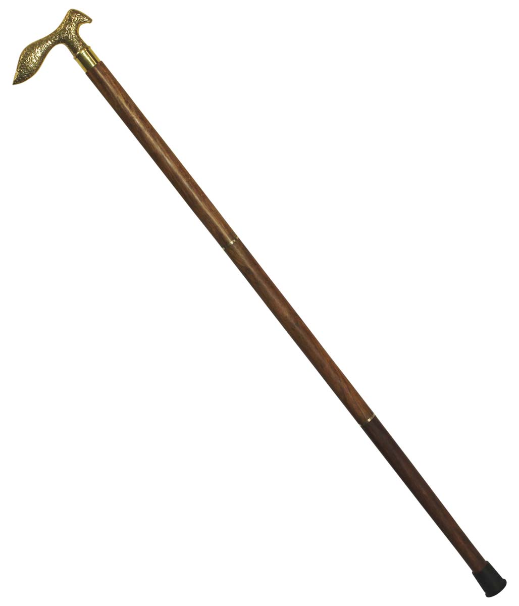 Bulk Buy 36” Three-Piece Detachable Walking Stick/Cane - Wholesale Handmade Wooden Fashion Brown Color Walking Stick Adorned with a Detachable Classic Shaped Metal Handle with Floral Pattern & Finished in Golden Color from India