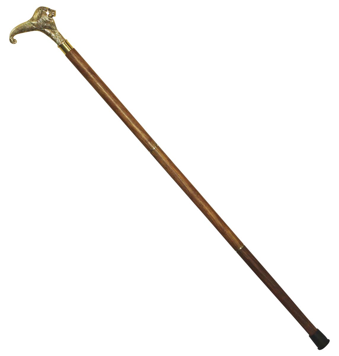 Source 37” Three-Piece Detachable Walking Stick/Cane in Bulk - Wholesale Handmade Wooden Fashion Brown Color Walking Stick Adorned with a Detachable Metal Handle in Lion Design with Golden Color Finish from India