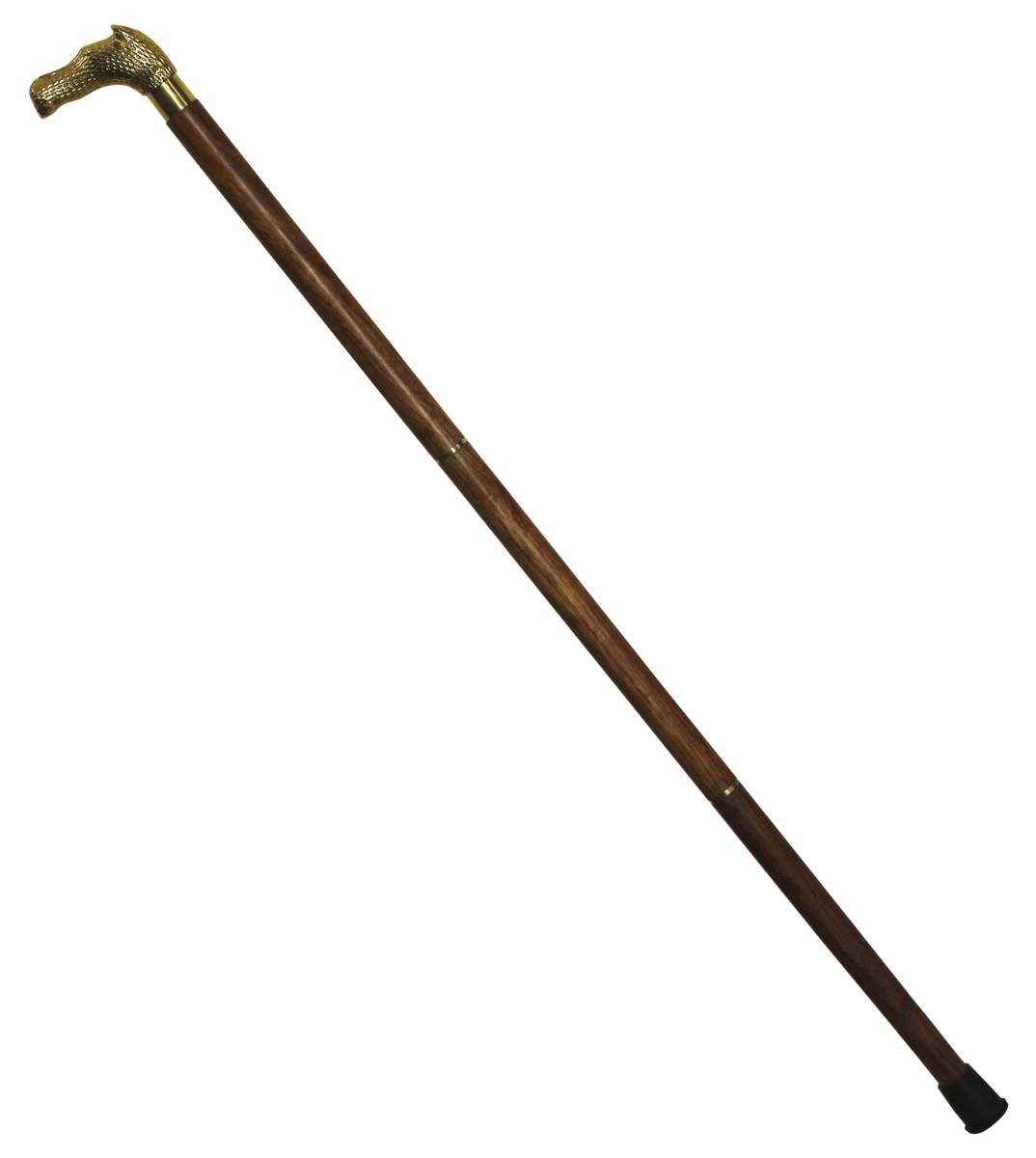 Handmade 34.6” Three-Piece Detachable Walking Stick/Cane in Bulk - Wholesale Wooden Fashion Brown Color Walking Stick Adorned with a Detachable Metal Handle in Dog Head Design with Golden Color Finish from India