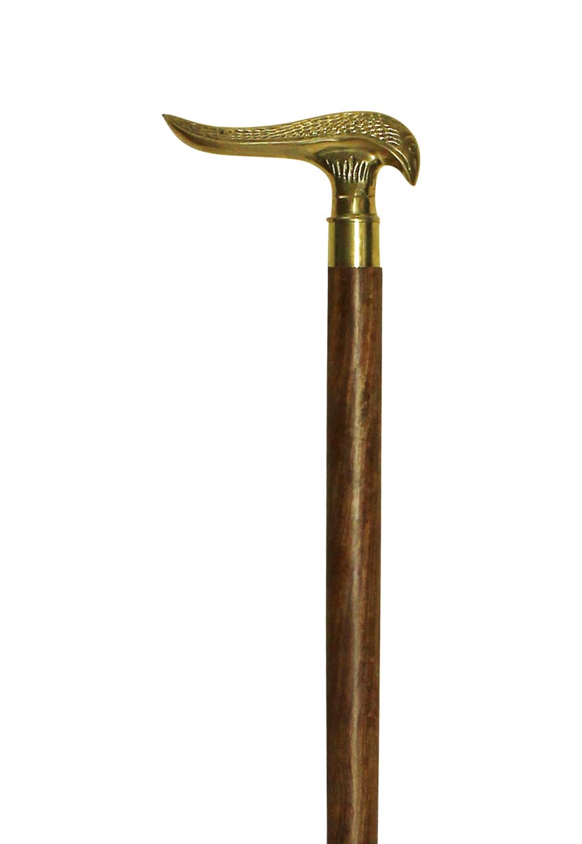Source 35” Three-Piece Detachable Walking Stick/Cane in Bulk - Wholesale Handmade Wooden Fashion Brown Color Walking Stick Adorned with a Detachable Metal Handle in Fish Design with Golden Color Finish from India