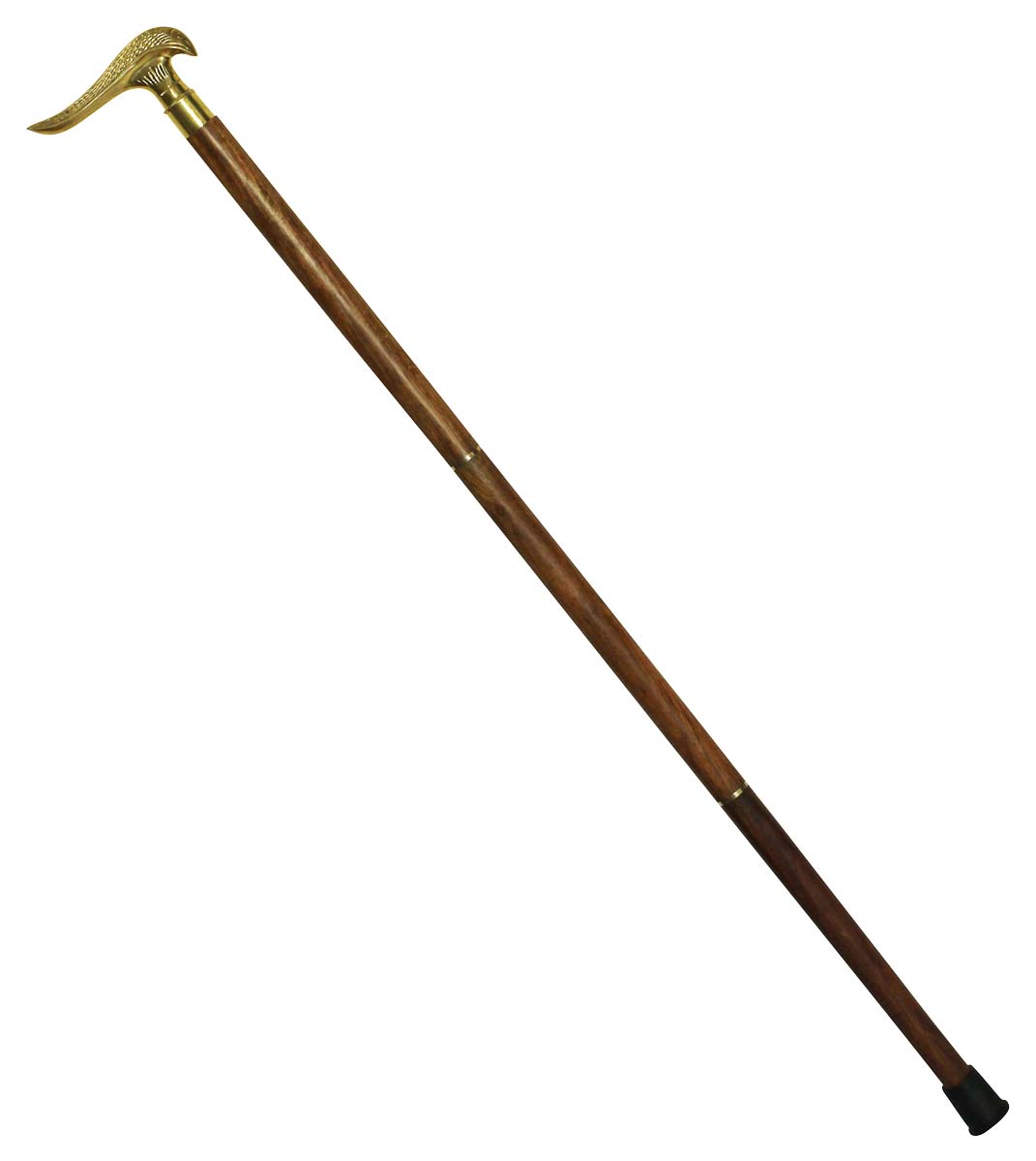 Source 35” Three-Piece Detachable Walking Stick/Cane in Bulk - Wholesale Handmade Wooden Fashion Brown Color Walking Stick Adorned with a Detachable Metal Handle in Fish Design with Golden Color Finish from India