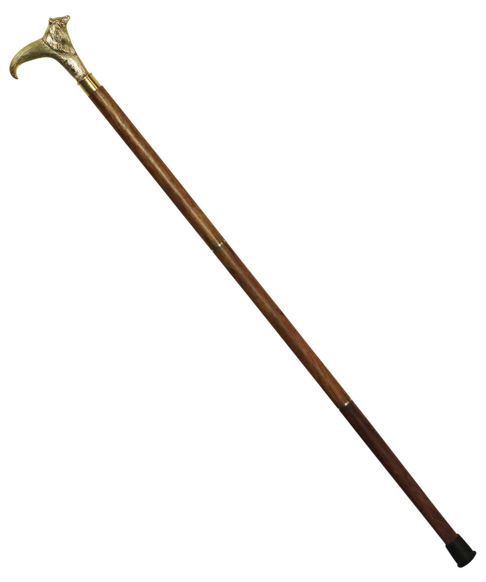 Handmade 36.6” Three-Piece Detachable Walking Stick/Cane in Bulk - Wholesale Wooden Fashion Brown Color Walking Stick Adorned with a Detachable Metal Handle in Bear Design with Golden Color Finish from India