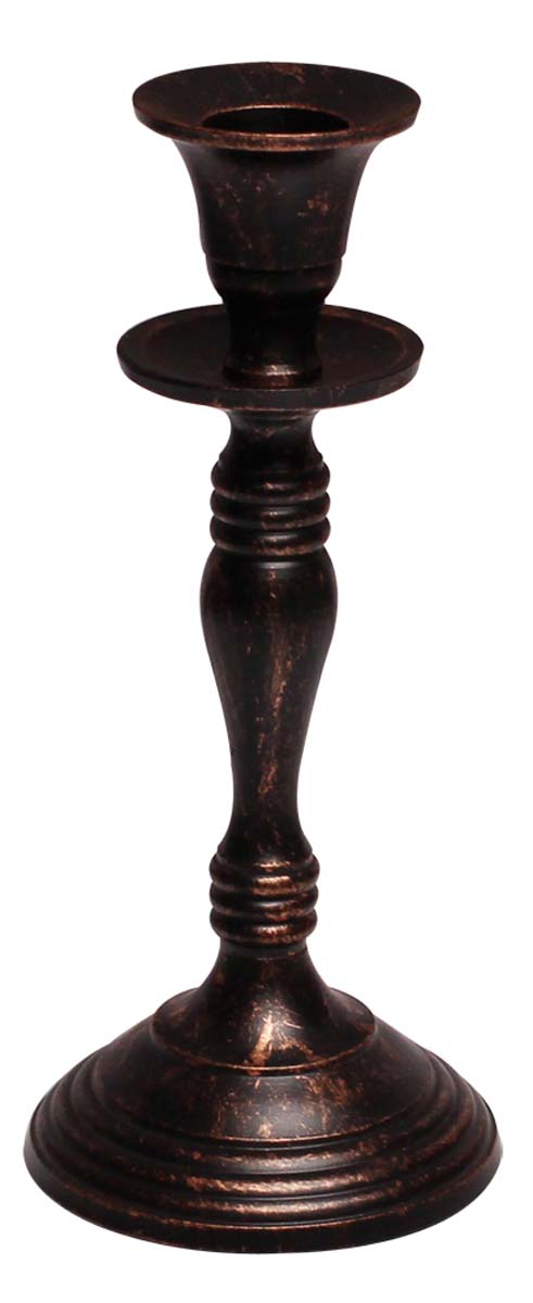 Bulk Wholesale 7.5” Antique-Look Candle Stand in Copper Color with Distressed Effect – Handmade in Metal – Unique Candle Holders for Taper Candles