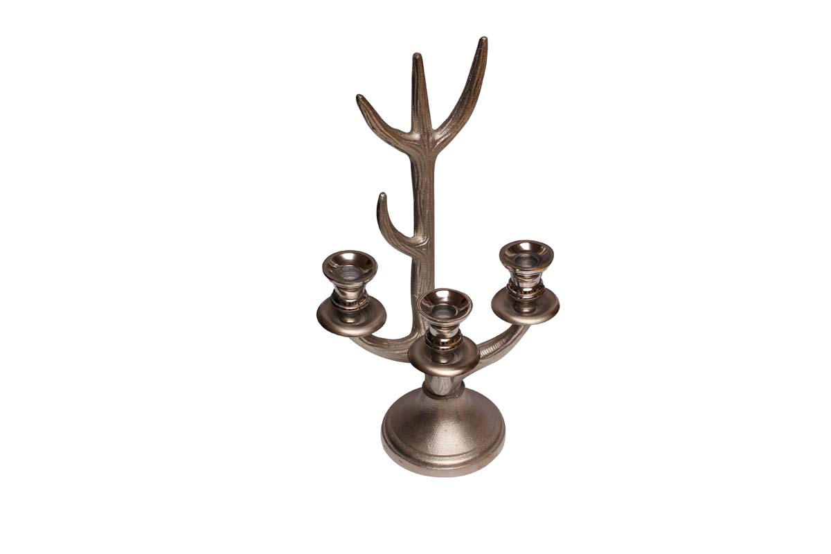 Bulk Wholesale 16” Tree Design Candle Holder for 3 Candles – Handmade in Metal with Silver Color Finish – Decorative Candles Stands for Taper Candles / Unique Gifts from India