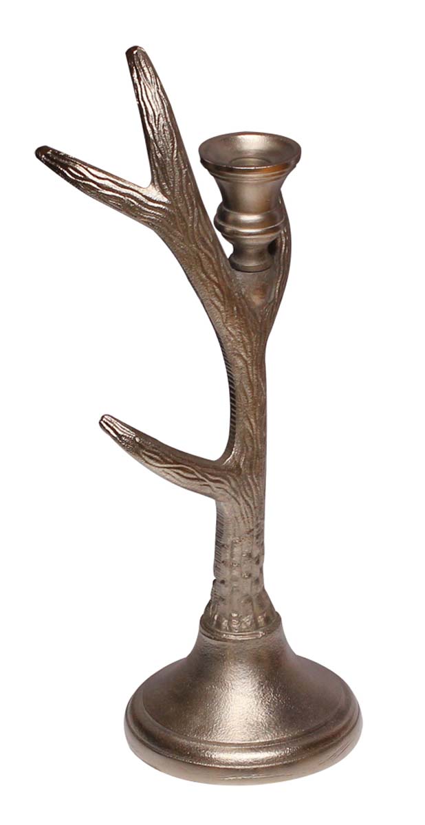 Bulk Wholesale 15” Handmade Tree Design Candle Holder in Metal – Finished in Silver Color – Decorative Candles Stands for Taper Candles / Unique Gifts from India