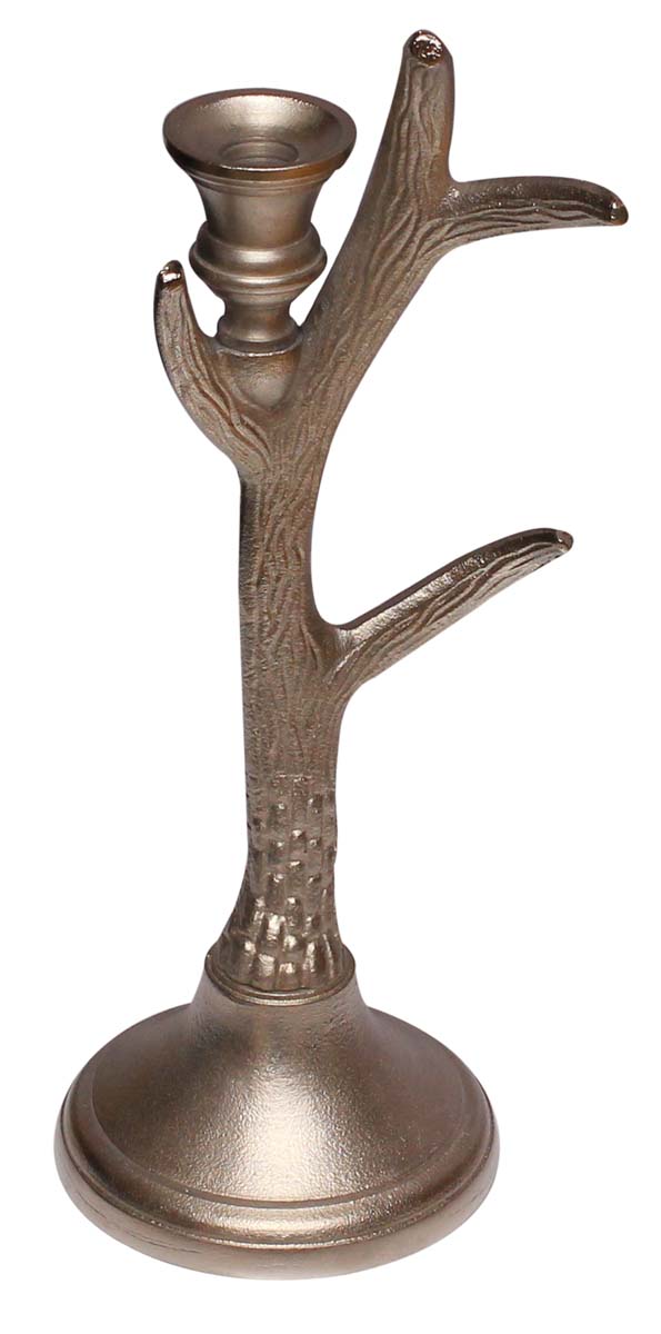 Bulk Wholesale 15” Handmade Tree Design Candle Holder in Metal – Finished in Silver Color – Decorative Candles Stands for Taper Candles / Unique Gifts from India
