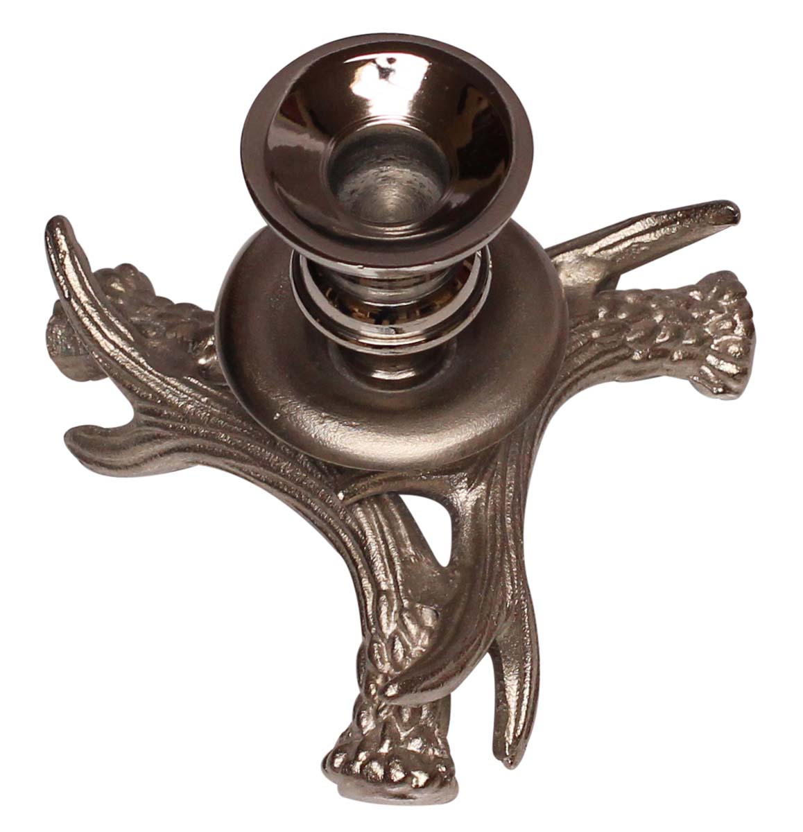 Bulk Wholesale 5.5” Handmade Candle Holder in Metal with Criss-Cross Pattern of Tree Branches – Finished in Silver Color – Decorative Candles Stands for Taper Candles / Unique Gifts from India