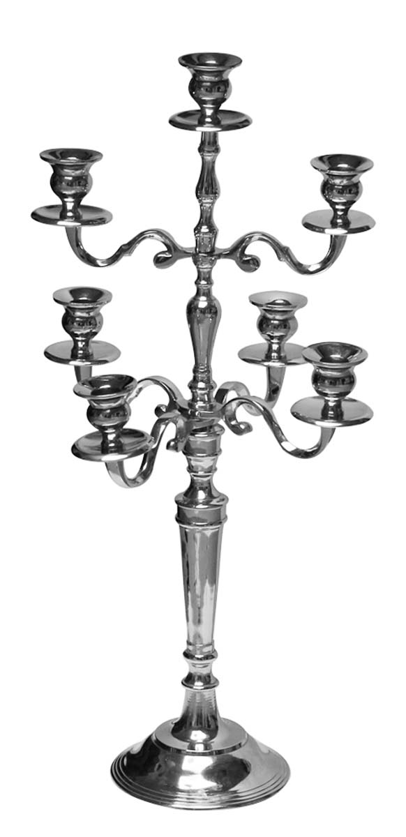 Bulk Wholesale 24” Handmade Stylish Candelabra in Metal for Holding 7 Taper Candles – Finished in Silver Color – Decorative Candle Stands