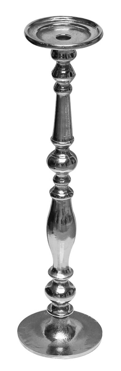 Bulk Wholesale 21” Handmade Pillar Candle Stand / Holder in Metal with Silver Color Finish – Unique & Catchy Candle Décor