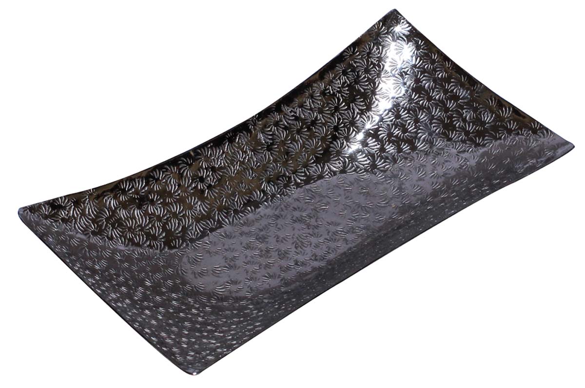 Bulk Wholesale Decorative Fruit Tray/Plate/Shallow Bowl Handmade Rectangular-Shaped in Metal with Silver Color Finish - Designed in Floral Patterns & Curvy Sides - Stylish Dining Table Accessories - Home Decor