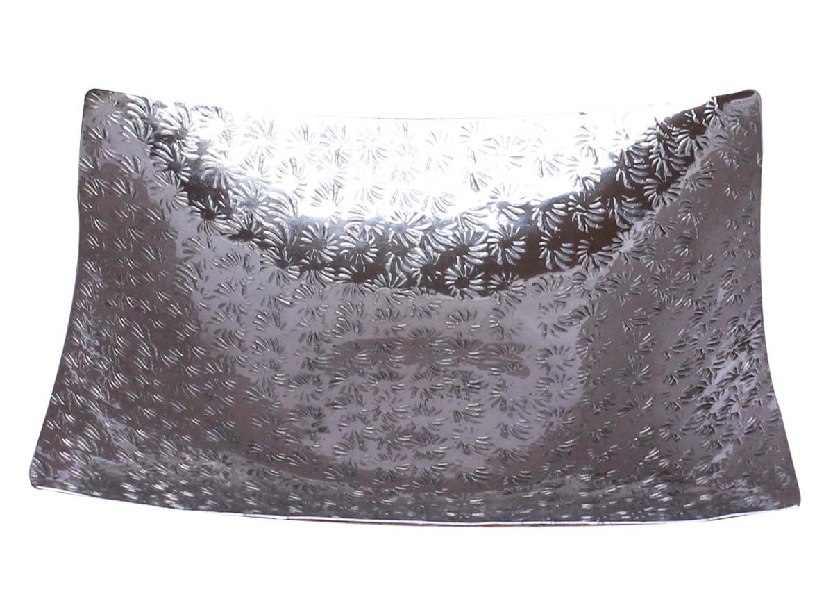 Bulk Wholesale Fruit Tray/Plate/Shallow Bowl Handmade Square-Shaped Decorative in Metal with Silver Color Finish - Designed in Floral Patterns - Stylish Dining Table Accessories - Home Decor