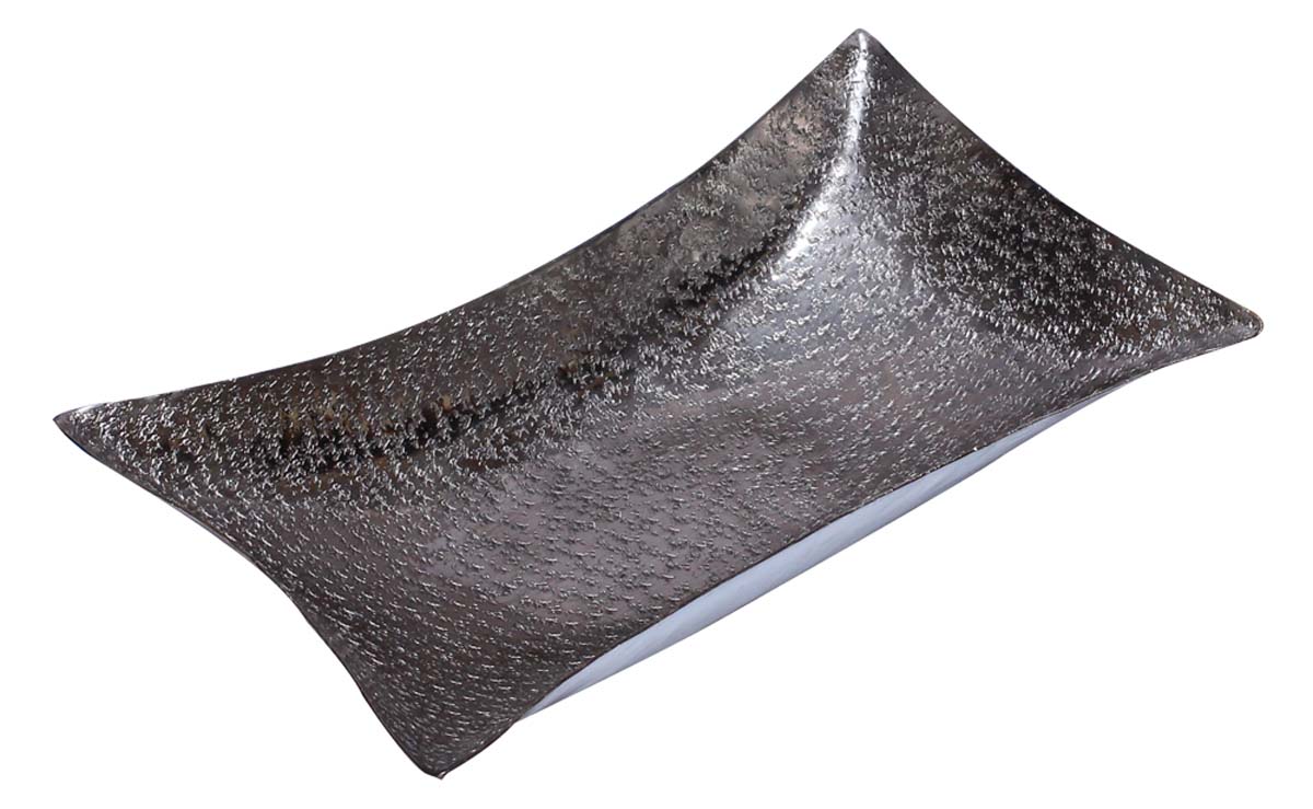 Bulk Wholesale Handmade Rectangle-Shaped Decorative Fruit Tray/Plate/Shallow Bowl in Metal with Silver Color Finish - Designed in Abstract Pattern - Stylish Dining Table Accessories - Home Decor